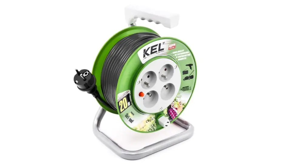 ⁨Przedłużacz bębnowy STANDARD LINE 20m H05VV-F 3x1 4xGS /+ termik/ 10A czarny⁩ w sklepie Wasserman.eu