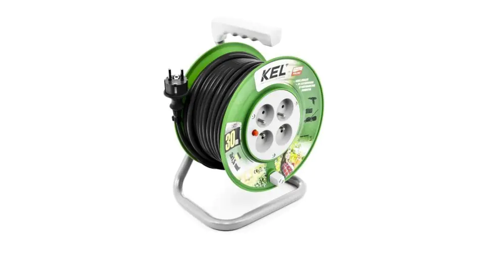 ⁨Drum extension cable STANDARD LINE 30m H05VV-F 3x1,5 4xGS /+ thermal/ 16A black⁩ at Wasserman.eu