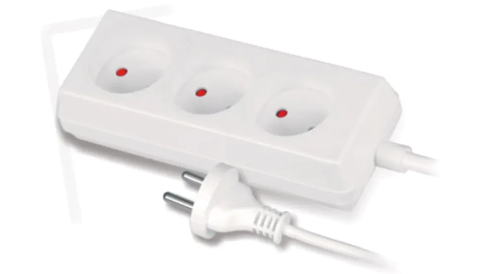 ⁨Extension Cable 3-socket b/u 10A 1,5m /OMY 2x1/ white PS-360⁩ at Wasserman.eu