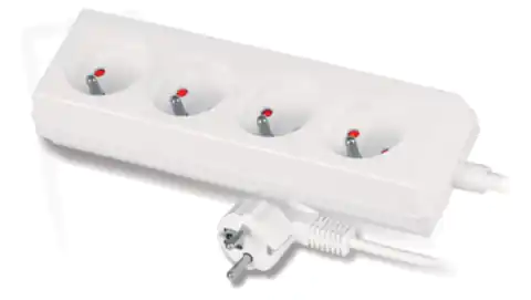 ⁨Extension Cable 4-socket with/u 10A 3m /OMY 3x1/ white PS-470⁩ at Wasserman.eu