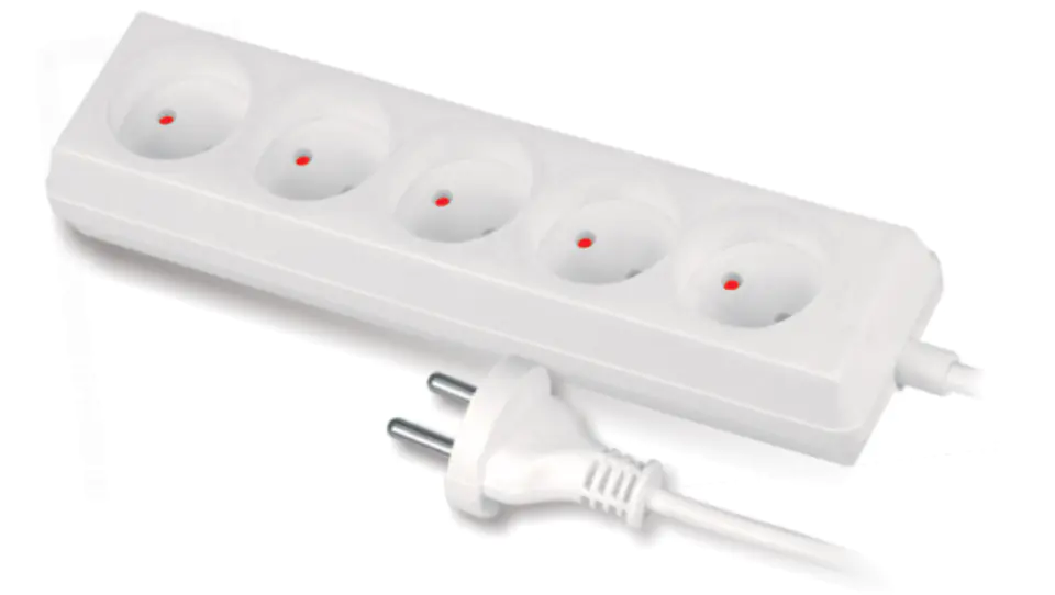 ⁨Extension Cable 5-socket b/u 10A 3m /OMY 2x1/ white PS-560⁩ at Wasserman.eu
