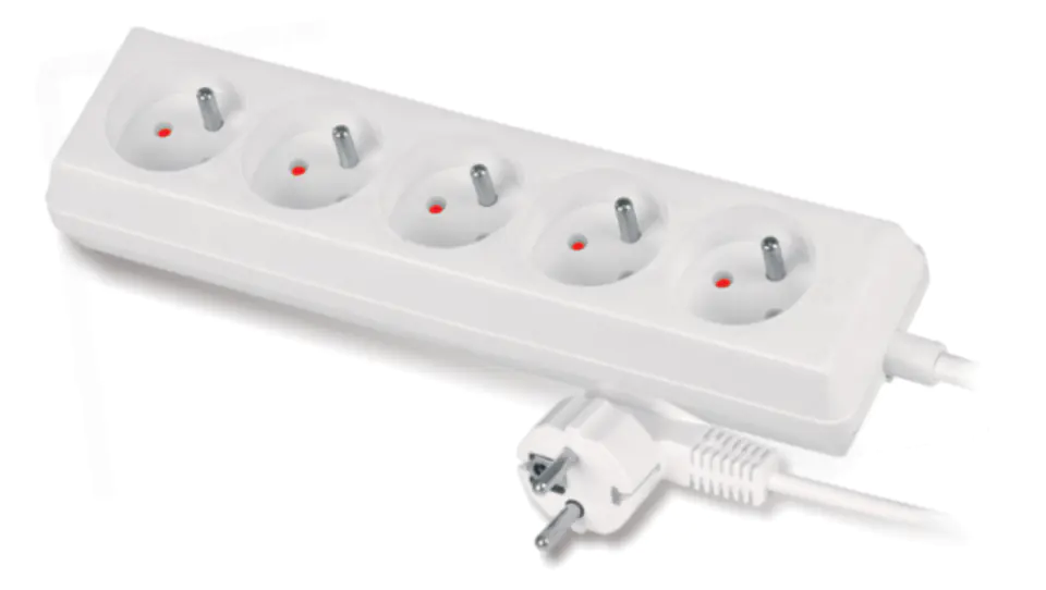 ⁨Extension cable 5-outlet with/u 10A 5m /OMY 3x1/ white PS-570⁩ at Wasserman.eu