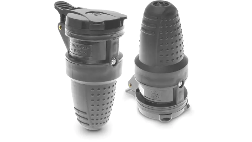 ⁨Portable socket 10/16A with/u 230V UNI-SCHUKO IP44 black GN-60H⁩ at Wasserman.eu