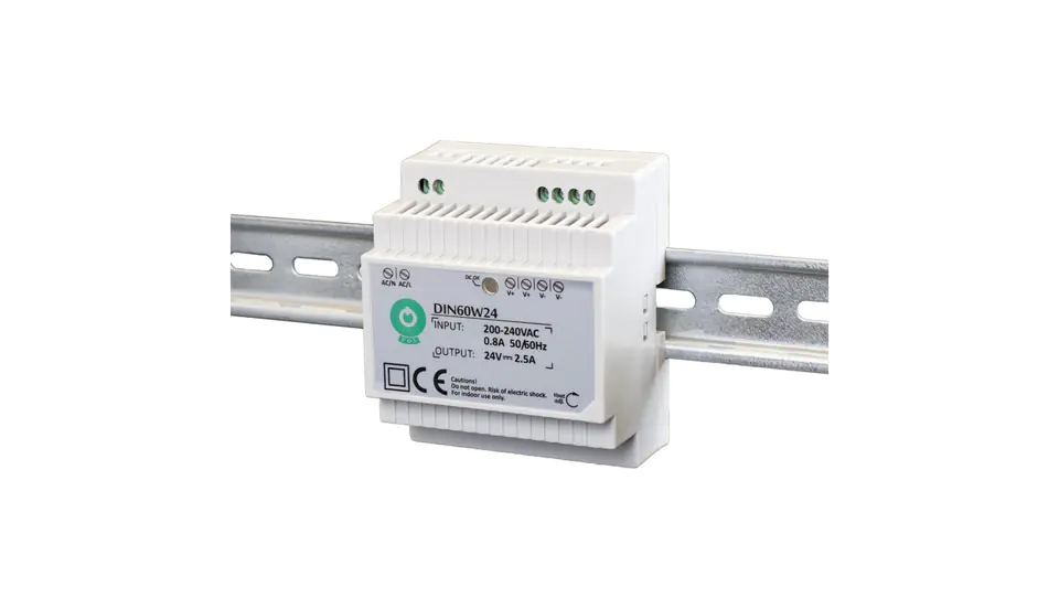 ⁨Zasilacz POS na szynę DIN 60W 12VDC 5A DIN60W12⁩ w sklepie Wasserman.eu