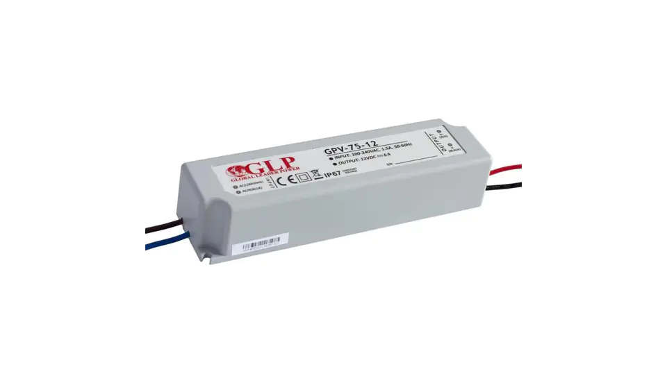 ⁨Zasilacz led GPV 72W 12V DC ip67 gpv-75-12 led glp⁩ w sklepie Wasserman.eu