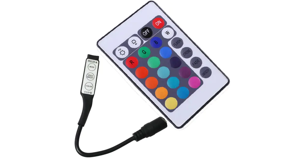 ⁨Kontroler sterownik RGB ir 72W MINI 6A 12VDC 24 key czarny⁩ w sklepie Wasserman.eu