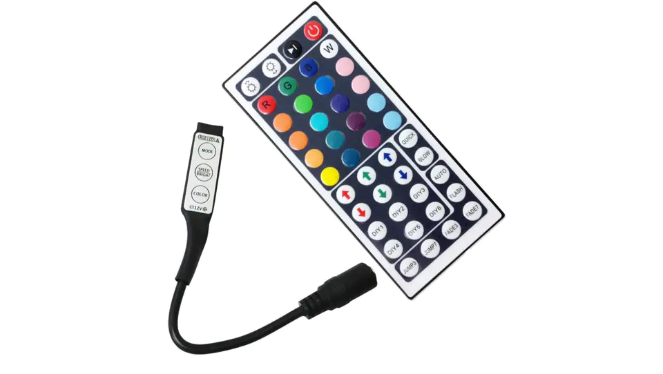 ⁨Kontroler sterownik RGB ir 72W MINI 6A 12VDC 44 key czarny⁩ w sklepie Wasserman.eu