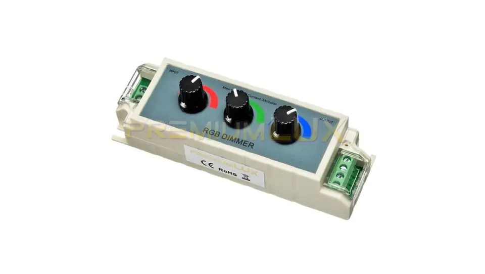 ⁨Kontroler RGB manualny (3 pokrętła) 9A 108W 12/24V DC⁩ w sklepie Wasserman.eu