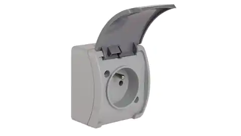 ⁨Koala Single socket z/u (2P+Z) n/t IP44 grey with flap graphite VG 161-08 61.375⁩ at Wasserman.eu