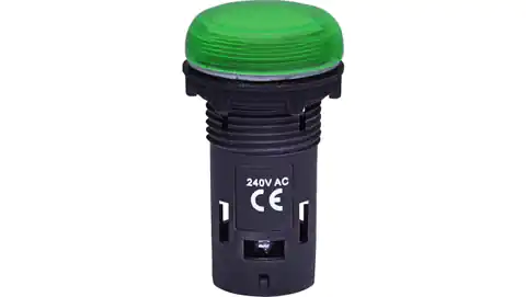 ⁨Lampka sygnalizacyjna kompaktowa zitegrowana, soczewka karbowana, 240 V AC, Zielona ECLI-240A-G 004771231⁩ w sklepie Wasserman.eu