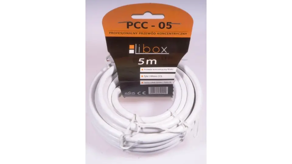 ⁨Coaxial Cable RG6 0.8/4.8 PCC05 LIBOX /5m/⁩ at Wasserman.eu