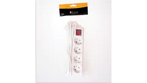 ⁨Extension cable 4 sockets 3m with switch. white LB0083-3 LIBOX⁩ at Wasserman.eu
