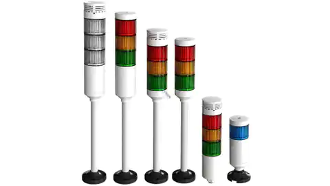 ⁨Tower light column fi56mm 24VAC/DC (green yellow red) constant / pulsing light selectable IP65 PTE-APF-302 24VAC/DC RIG⁩ at Wasserman.eu