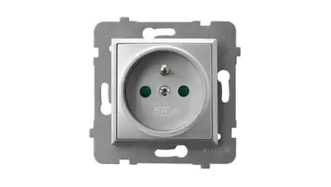 ⁨ARIA Single socket with/u with current path shutters silver GP-1UZP/m/18⁩ at Wasserman.eu