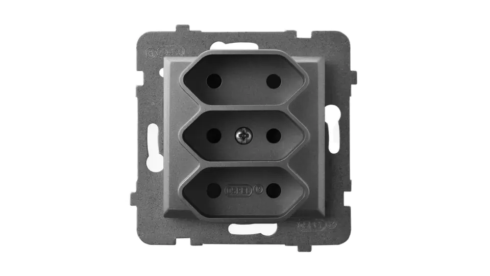 ⁨ARIA Socket triple EURO grey matt GP-3U/m/70⁩ at Wasserman.eu