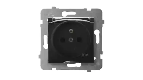 ⁨ARIA Splash-proof socket IP44 lid transparent black metallic GPH-1UZ/m/33/d⁩ at Wasserman.eu