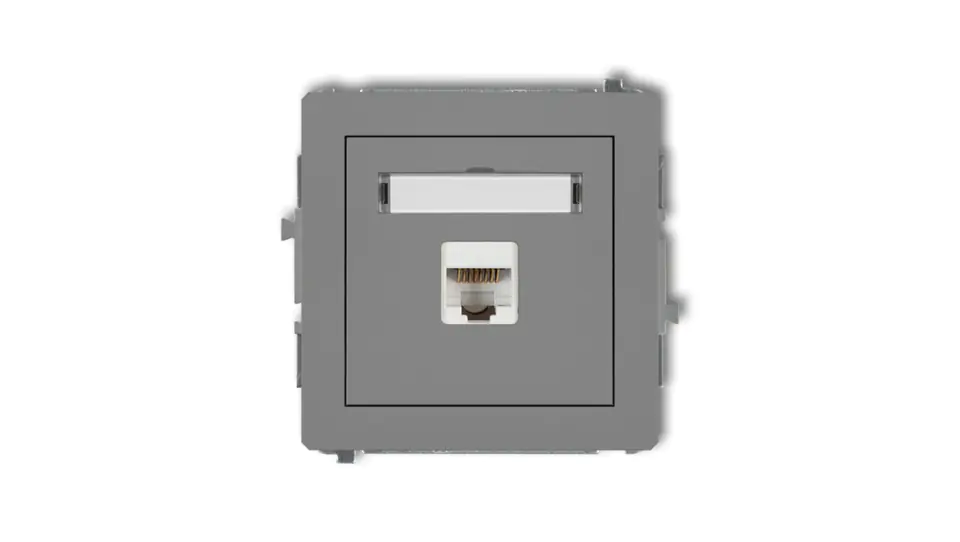 ⁨DECO Computer socket single 1xRJ45, cat. 5e, 8-pin grey matt 27DGK-1⁩ at Wasserman.eu