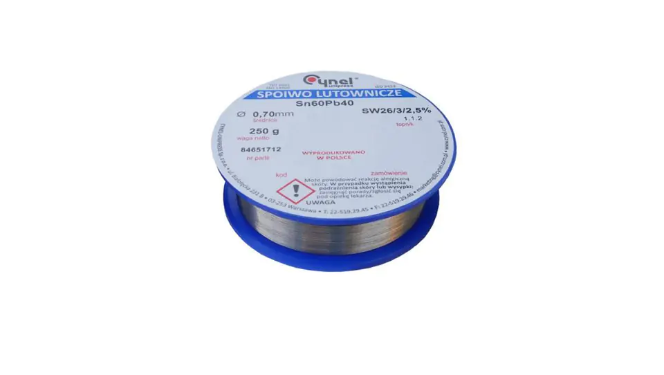 ⁨CYNEL UNIPRESS Tin 0,70mm 250g Sn60Pb40 SW26/3/2.5 solder PROFESSIONAL⁩ at Wasserman.eu