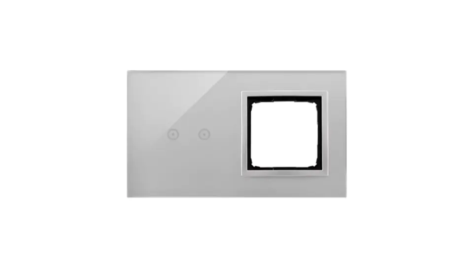 ⁨Simon Touch Frame S54 Touch Panel, 2 Module, 2 horizontale Touchfelder + 1 Loch für S54 Anbauteile, Silbernebel DSTR220/71⁩ im Wasserman.eu