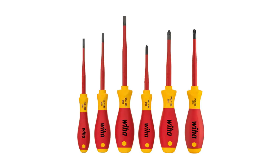 ⁨Wiha set of insulated screwdrivers 1000V SoftFinish Electric SlimFix 6cz. Flat + PH + SL PZ2⁩ at Wasserman.eu