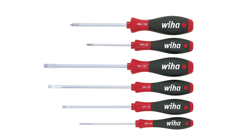 ⁨Wiha SoftFinish Screwdriver Set flat, Phillips 6-cz. 302HK6SO 07152⁩ at Wasserman.eu