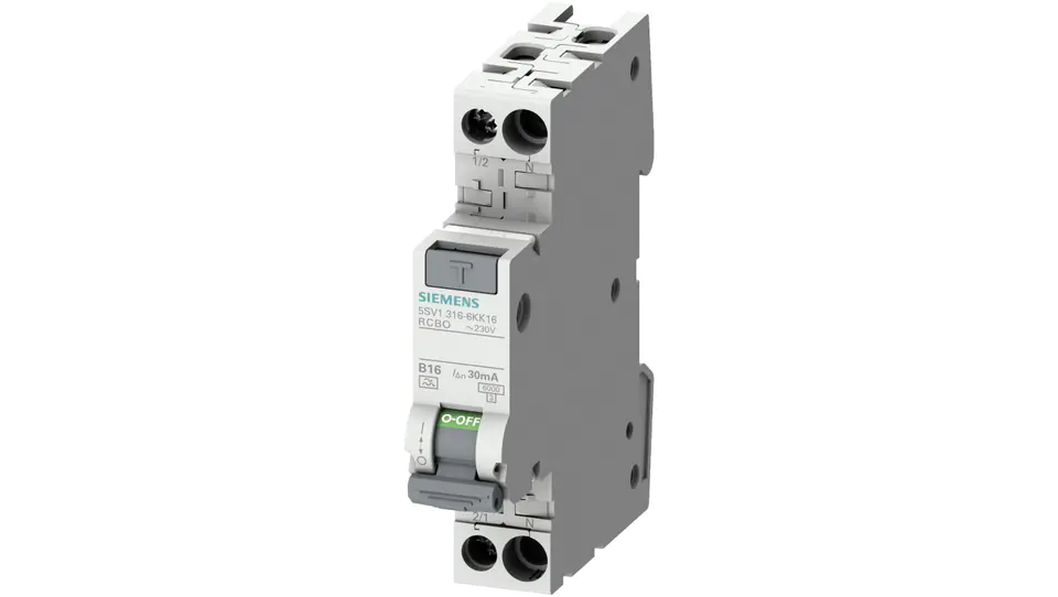 ⁨Residual current circuit breaker 2P C 2A 0,03A type AC 6kA 30mA SENTRON 5SV1316-1KK02⁩ at Wasserman.eu