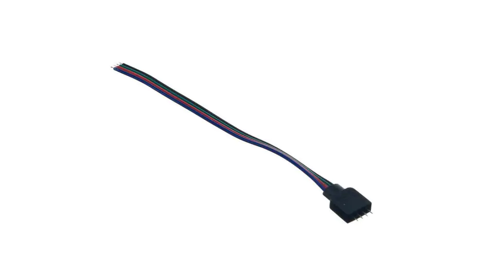 ⁨Złączka do taśmy led rgb 10mm 4-pin męska z kablem bez klik⁩ w sklepie Wasserman.eu