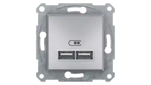 ⁨Asfora Gniazdo ładowarki USB 2.1A bez ramki aluminium EPH2700261⁩ w sklepie Wasserman.eu