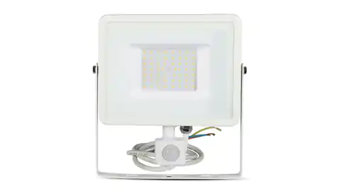 ⁨Projektor LED 50W 4000lm 6400K Dioda SAMSUNG z czujnikiem ruchu PIR Biały IP65 468⁩ w sklepie Wasserman.eu
