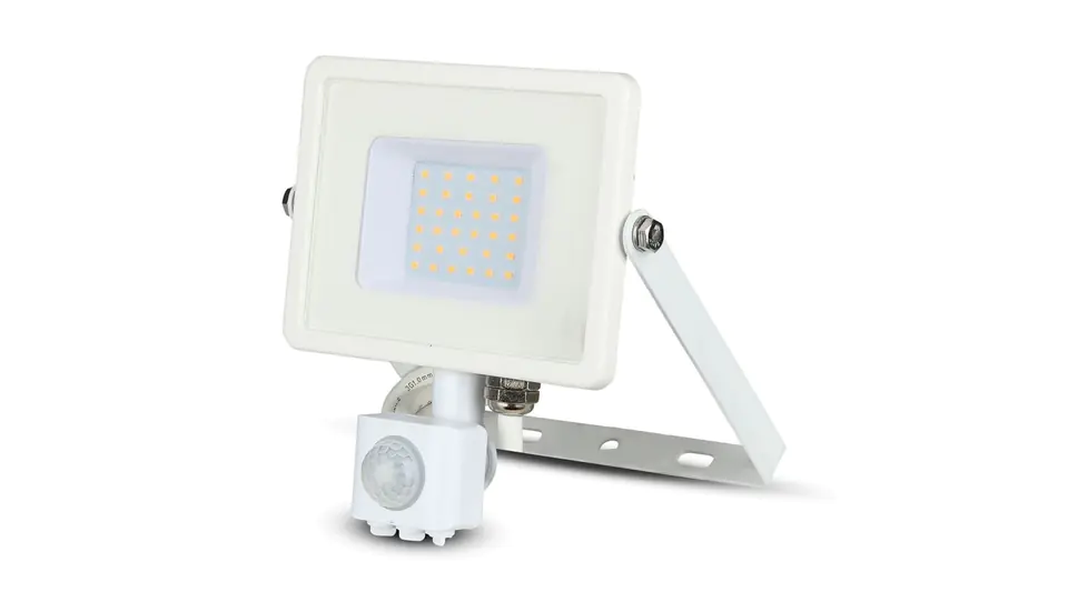 ⁨LED Projector 30W 2400lm 6400K SAMSUNG LED with PIR Motion Sensor White IP65 459⁩ at Wasserman.eu