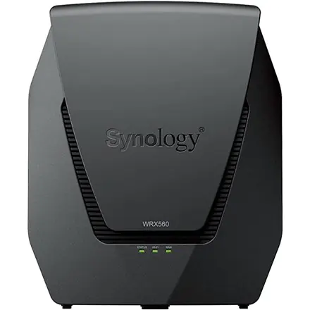 ⁨Synology Dwupasmowy router Wi-Fi 6 WRX560 802.11ax, 600+2400 Mbit/s, 10/100/1000 Mbit/s, porty Ethernet LAN (RJ-45) 4, MU-MiMO N⁩ w sklepie Wasserman.eu