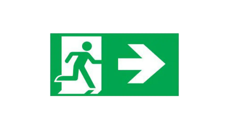 ⁨Pictogram right exit E2 Intelight for OXIMIA, double-sided frame ORION, SUPREMA⁩ at Wasserman.eu