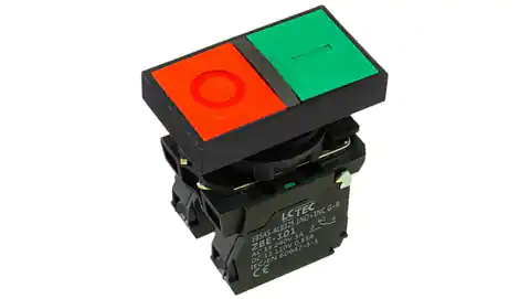 ⁨Przycisk podwójny IP54 czerwono zielony EBSA5-AL8325 1NO+1NC G+R LC-Tec 5902838490723⁩ w sklepie Wasserman.eu