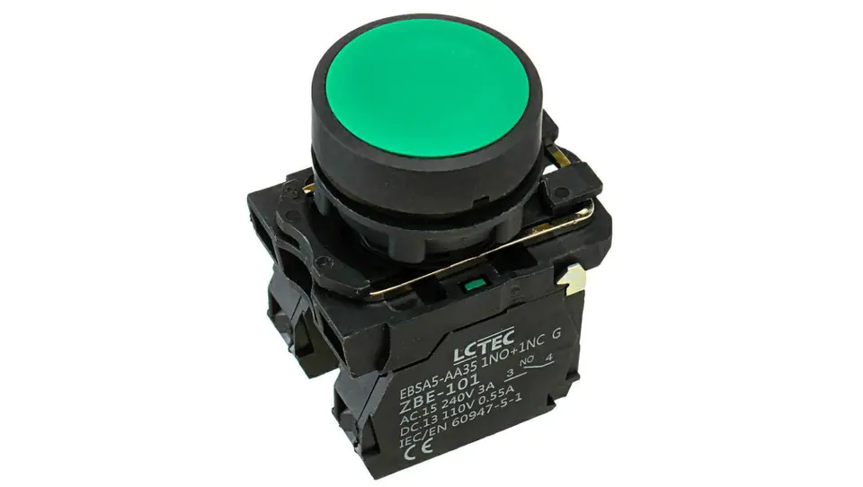 ⁨Desktop button IP54 green EBSA5-AA35 1NO+1NC G LC-Tec 5902838490679⁩ at Wasserman.eu