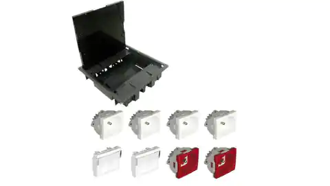 ⁨EFAPEL FLOOR BOX puszka podłogowa do podłóg technicznych 4x gniazdo 230V z/u + 2x gniazdo DATA z/u + 4x gniazdo RJ45 kat. 6 FTP⁩ w sklepie Wasserman.eu
