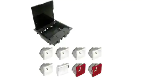 ⁨EFAPEL FLOOR BOX puszka podłogowa do podłóg technicznych 5x gniazdo 230V z/u + 2x gniazdo DATA z/u + 2x gniazdo RJ45 kat. 6 FTP⁩ w sklepie Wasserman.eu