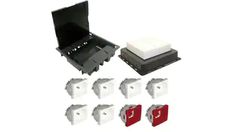 ⁨EFAPEL FLOOR BOX floor box for cast floors 6x 230V z/u socket + 2x DATA socket z/u⁩ at Wasserman.eu