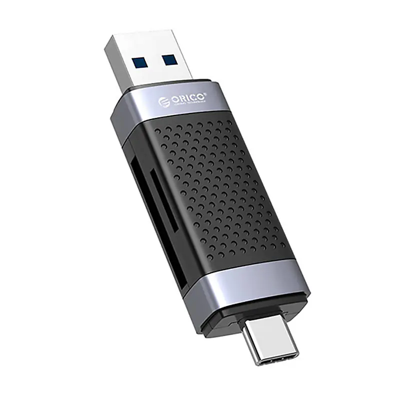 ⁨Czytnik kart pamięci TF/SD Orico CD2D-AC2-BK-EP, USB + USB-C (czarny)⁩ w sklepie Wasserman.eu