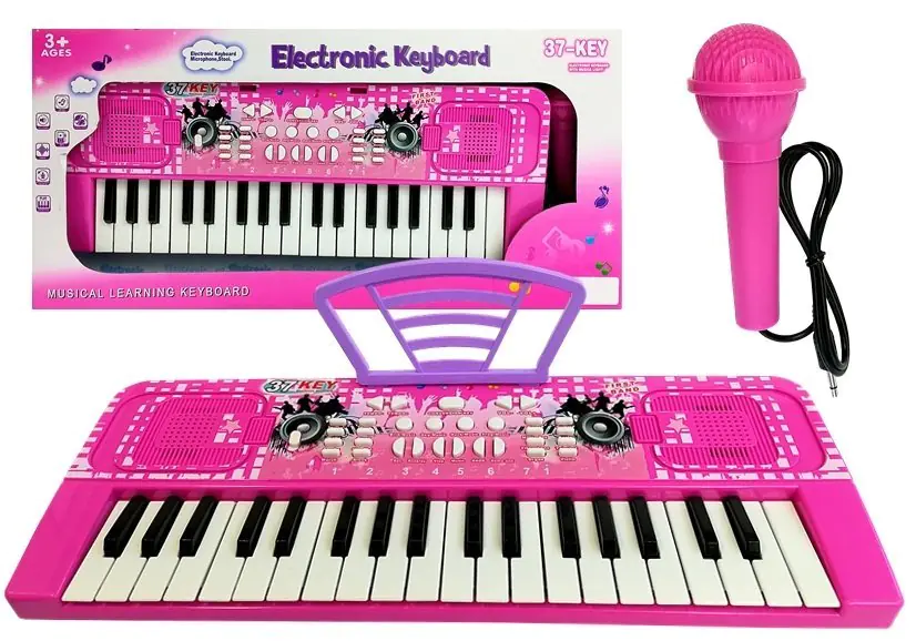 ⁨Keyboard Pianino Organy Dla Dzieci 37 Klawiszy z Mikrofonem Różowy⁩ w sklepie Wasserman.eu