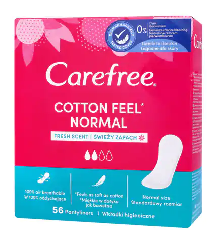 ⁨Carefree Cotton Wkładki higieniczne Fresh Scent - świeży zapach 1op.-56szt⁩ w sklepie Wasserman.eu
