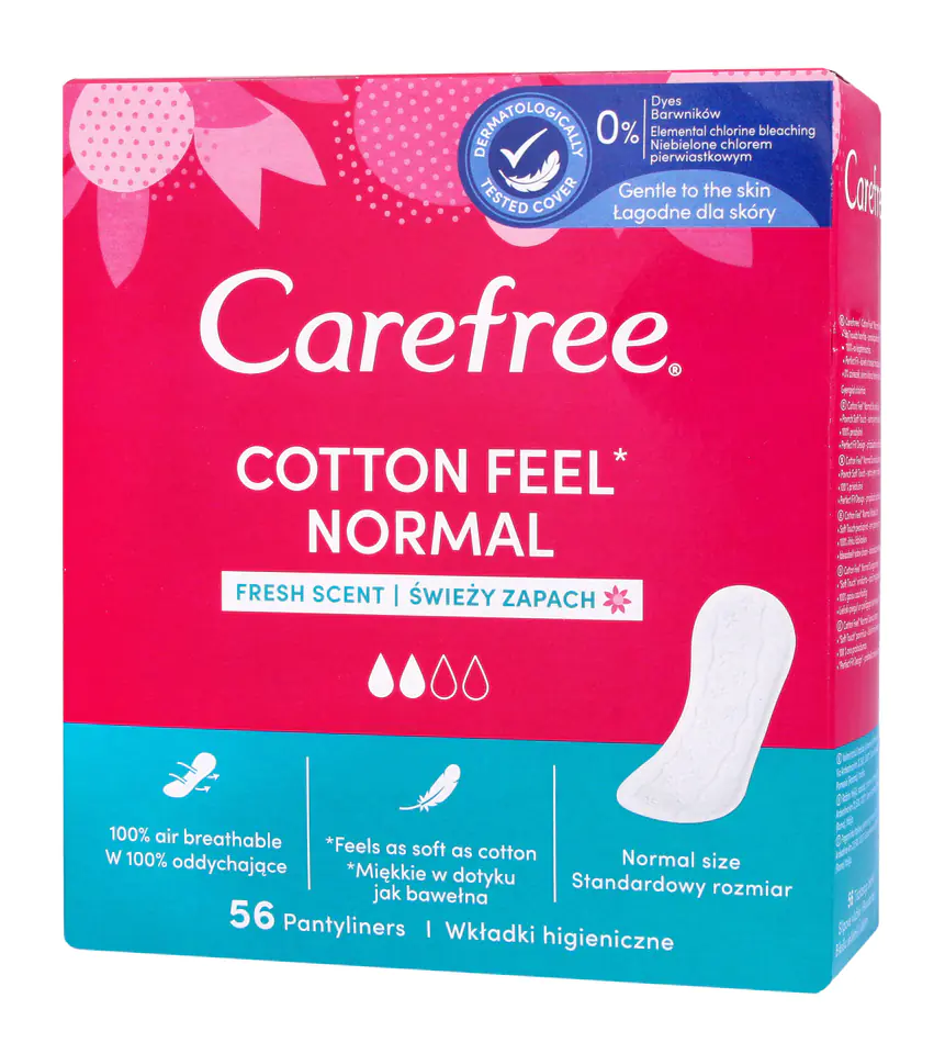 ⁨Carefree Cotton Wkładki higieniczne Fresh Scent - świeży zapach 1op.-56szt⁩ w sklepie Wasserman.eu