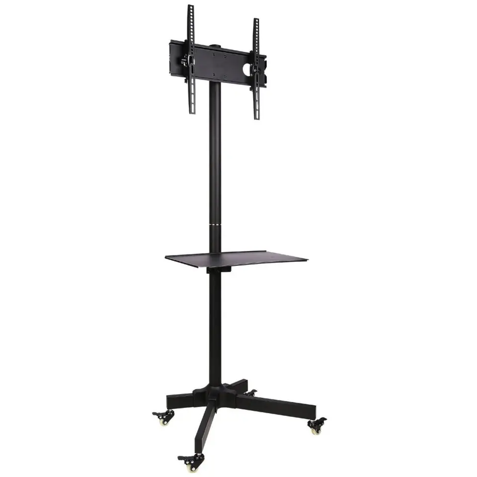 ⁨Stojak mobilny LCD/LED 23-55cali regulowany z półką, czarny⁩ w sklepie Wasserman.eu