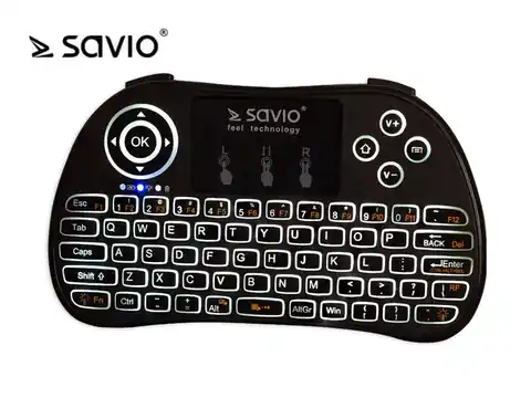 ⁨Klawiatura bezprzewodowa podświetlana SAVIO KW-02 Android TV Box, Smart TV, PS3, XBOX360, PC⁩ w sklepie Wasserman.eu