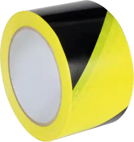 ⁨Self-adhesive marking warning tape,PVC, 60mmx66m,yellow-black⁩ at Wasserman.eu