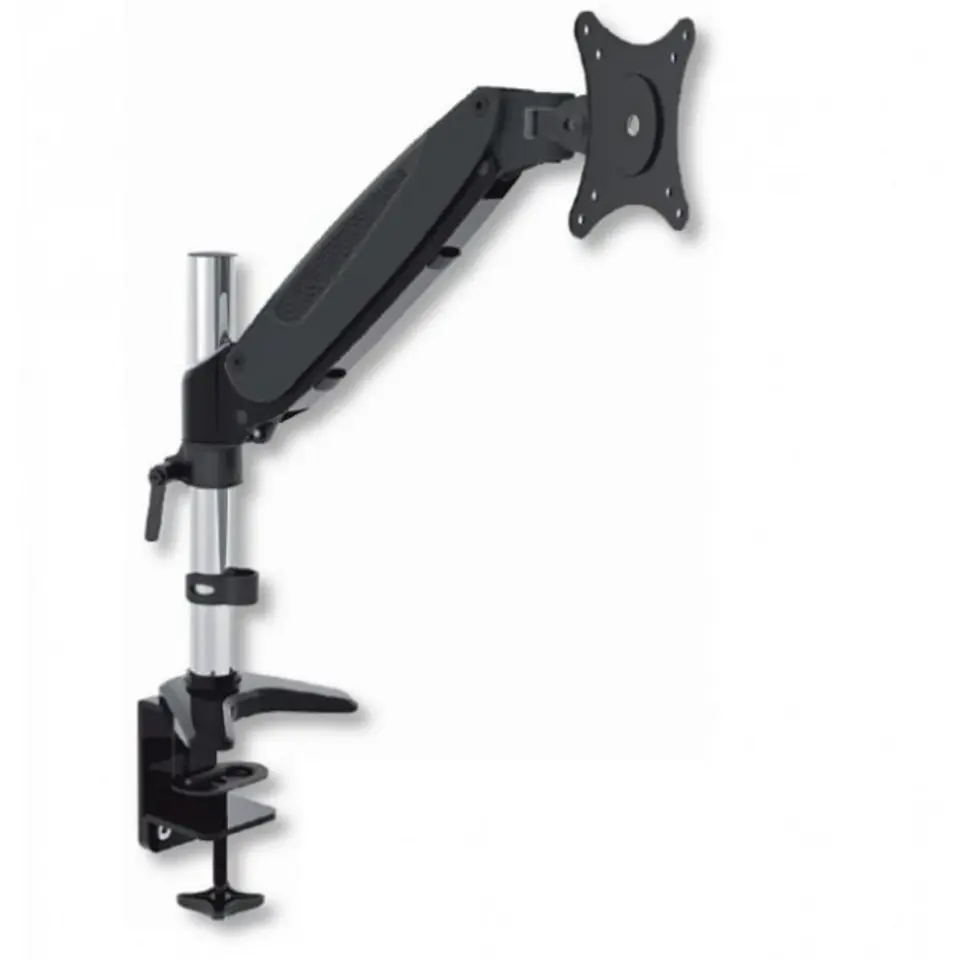 ⁨Ramię biurkowe z amortyzatorem gazowym monitor 15-27cali, 8kg, srebrno-czarne⁩ w sklepie Wasserman.eu