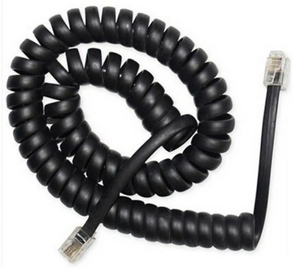 ⁨Kabel spiralny tel RJ10/4P4C/2m/Czarny⁩ w sklepie Wasserman.eu