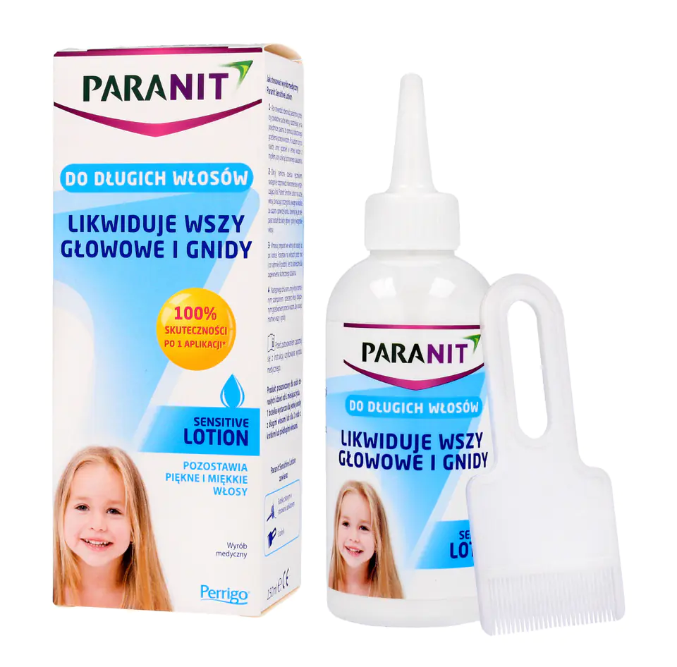 ⁨PARANIT Sensitive Lotion eliminujący wszy i gnidy do włosów długich  150ml⁩ w sklepie Wasserman.eu