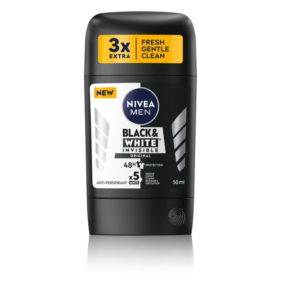 ⁨NIVEA Men Deodorant Stick BLACK & WHITE INVISIBLE ORIGINAL 50ml⁩ at Wasserman.eu