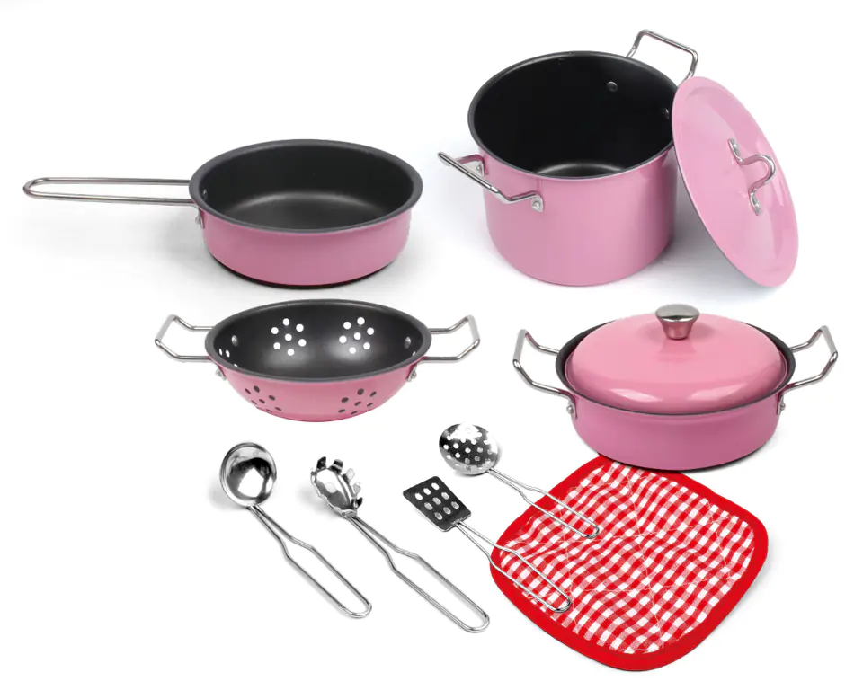 ⁨Duże garnki różowe metalowe dla dzieci naczynia⁩ w sklepie Wasserman.eu