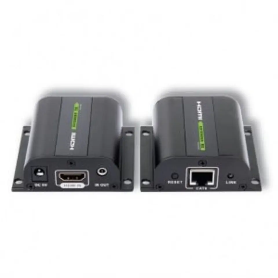 ⁨Extender HDMI po skrętce Cat.5e/6/6a/7 do 60m, z odbiornikiem  IR, czarny⁩ w sklepie Wasserman.eu